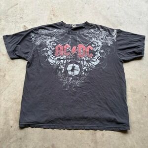 Vintage Y2K AC/DC Y2K style print boxy cropped tee